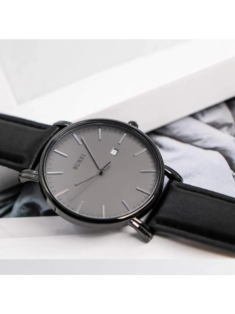 Mens All Black Band Classic Mesh Strap Minimalist Analog Quartz Waterproof Watch